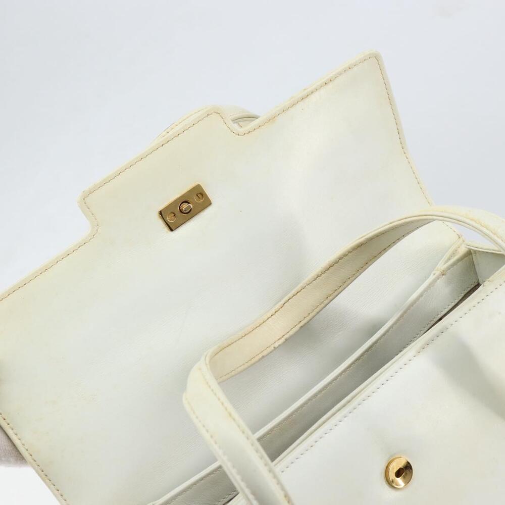 GUCCI Hand Bag Leather White Gold Auth 154583 - Picture 10 of 16